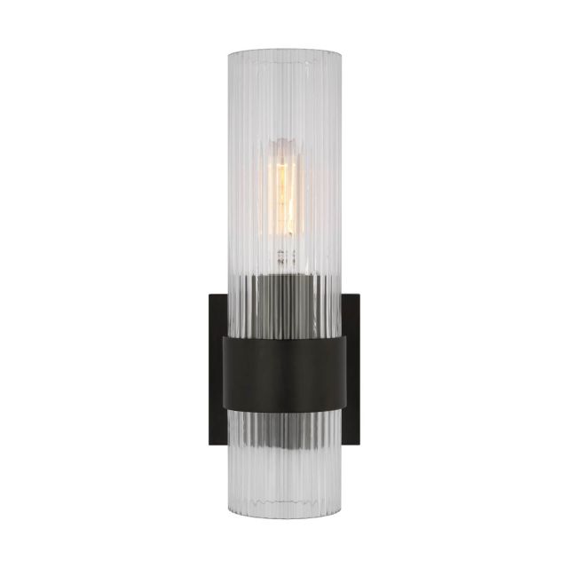 Visual Comfort Studio Chapman & Myers Geneva 1 Light 13 inch Tall Wall Sconce in Aged Iron with Clear Fluted Glass Shades CV1021AI