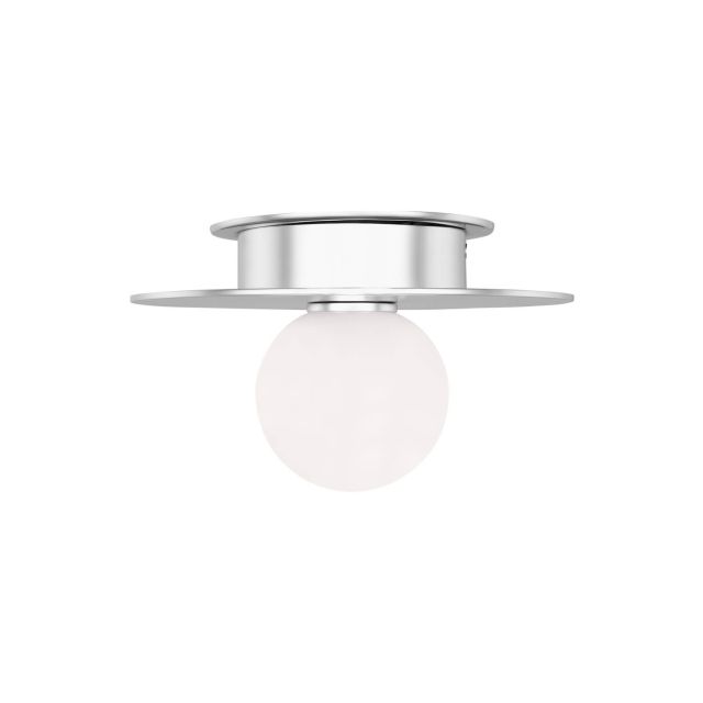 Visual Comfort Studio Kelly by Kelly Wearstler KF1001PN Nodes 1 Light 8 inch Flush Mount in Polished Nickel with White Steel-Glass Diffuser