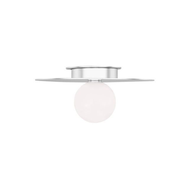 Visual Comfort Studio Kelly by Kelly Wearstler KF1011PN Nodes 1 Light 14 inch Flush Mount in Polished Nickel with White Steel-Glass Diffuser