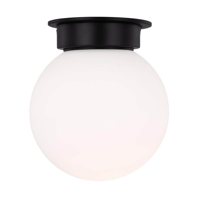 Visual Comfort Studio Kelly by Kelly Wearstler KF1101MBK Nodes 1 Light 24 inch Flush Mount in Midnight Black with Milk White Glass Shade