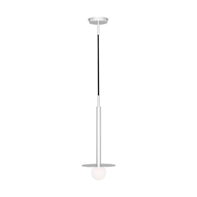 Visual Comfort Studio Kelly by Kelly Wearstler KP1001PN Nodes 1 Light 8 inch Pendant in Polished Nickel with White Steel-Glass Diffuser
