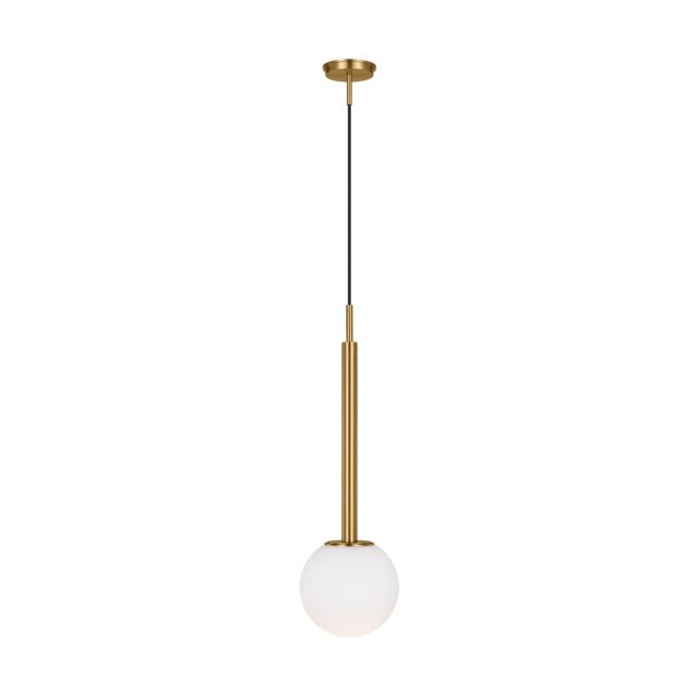 Visual Comfort Studio Kelly by Kelly Wearstler KP1141BBS Nodes 1 Light 18 inch Pendant in Burnished Brass with Milk White Glass Shade