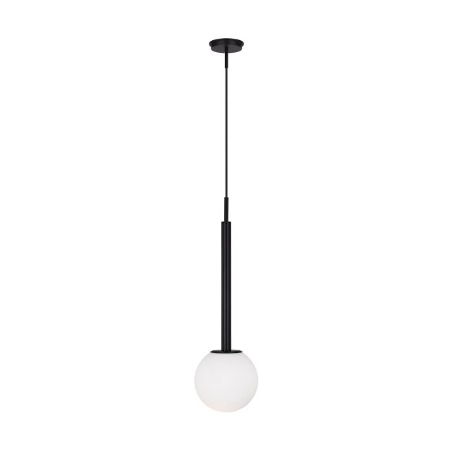 Visual Comfort Studio Kelly by Kelly Wearstler KP1141MBK Nodes 1 Light 18 inch Pendant in Midnight Black with Milk White Glass Shade