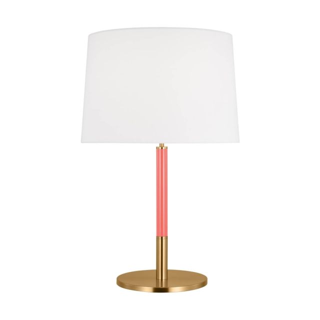 Visual Comfort Studio Kate Spade Monroe 1 Light 27 inch Tall Table Lamp in Burnished Brass with White Linen Fabric Shade KST1041BBSCRL1