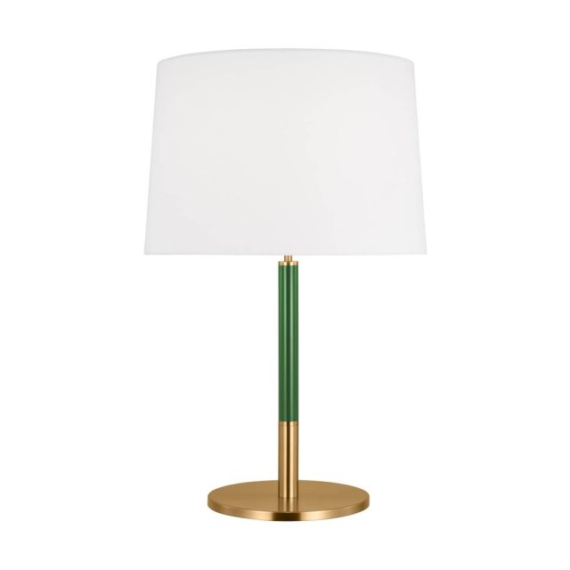 Visual Comfort Studio Kate Spade Monroe 1 Light 27 inch Tall Table Lamp in Burnished Brass with White Linen Fabric Shade KST1041BBSGRN1