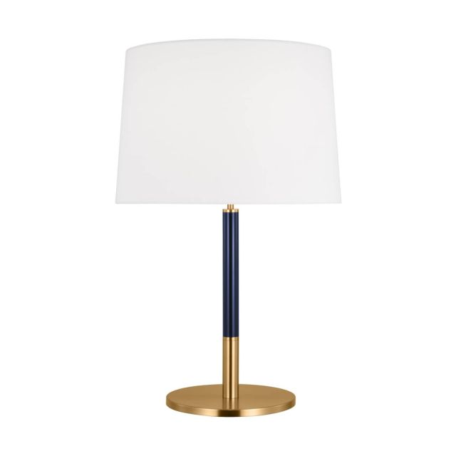 Visual Comfort Studio Kate Spade Monroe 1 Light 27 inch Tall Table Lamp in Burnished Brass with White Linen Fabric Shade KST1041BBSNVY1