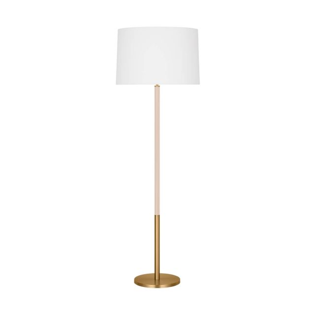 Visual Comfort Studio Kate Spade Monroe 1 Light 62 inch Tall Floor Lamp in Burnished Brass with White Linen Fabric Shade KST1051BBSBLH1