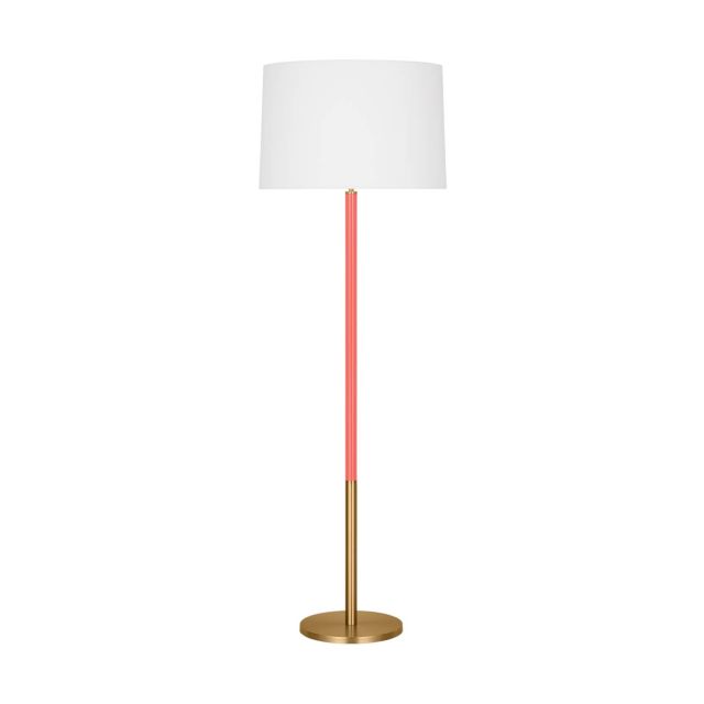 Visual Comfort Studio Kate Spade Monroe 1 Light 62 inch Tall Floor Lamp in Burnished Brass with White Linen Fabric Shade KST1051BBSCRL1