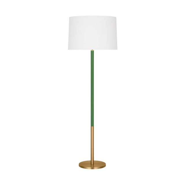 Visual Comfort Studio Kate Spade Monroe 1 Light 62 inch Tall Floor Lamp in Burnished Brass with White Linen Fabric Shade KST1051BBSGRN1