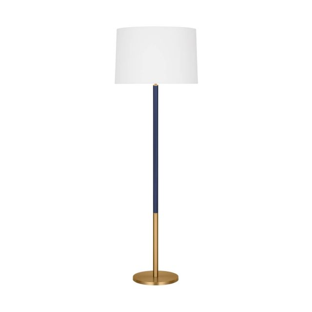 Visual Comfort Studio Kate Spade Monroe 1 Light 62 inch Tall Floor Lamp in Burnished Brass with White Linen Fabric Shade KST1051BBSNVY1