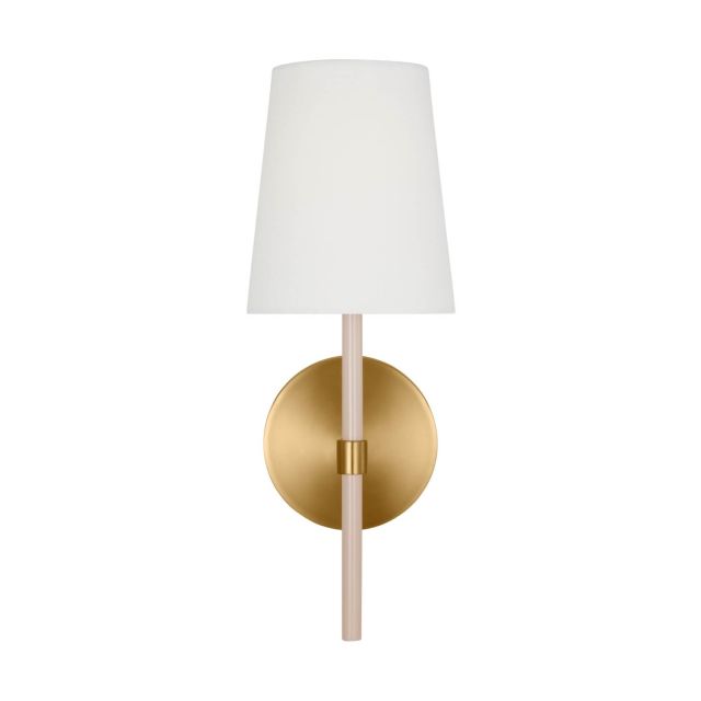 Visual Comfort Studio Kate Spade Monroe 1 Light 14 inch Tall Wall Sconce in Burnished Brass with White Linen Fabric Shade KSW1081BBSBLH