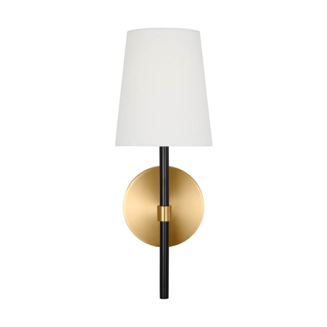 Visual Comfort Studio Kate Spade Monroe 1 Light 14 inch Tall Wall Sconce in Burnished Brass with White Linen Fabric Shade KSW1081BBSGBK
