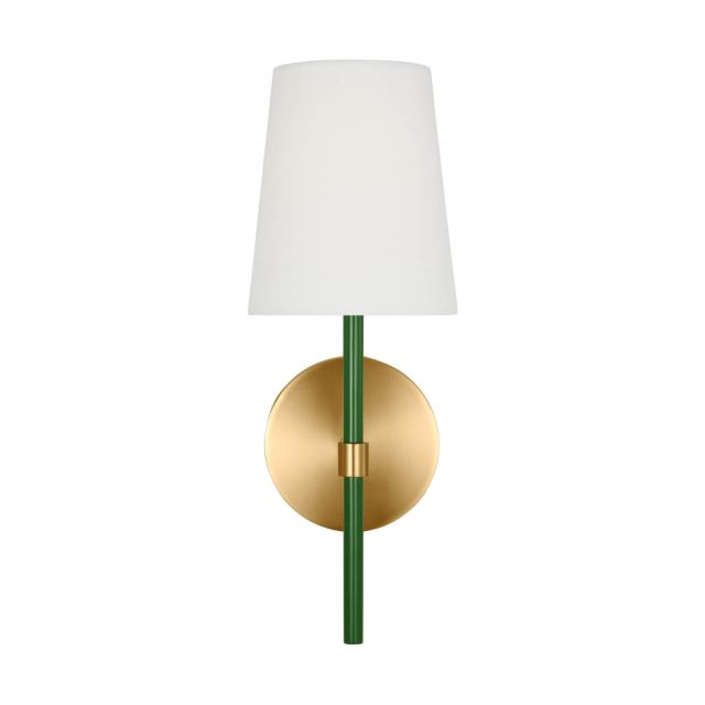 Visual Comfort Studio Kate Spade Monroe 1 Light 14 inch Tall Wall Sconce in Burnished Brass with White Linen Fabric Shade KSW1081BBSGRN