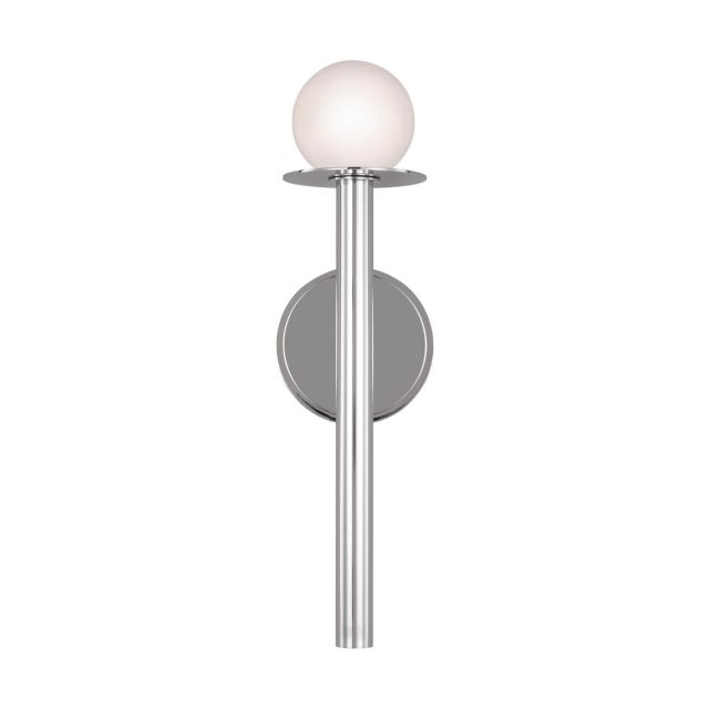 Visual Comfort Studio Kelly by Kelly Wearstler KW1001PN Nodes 1 Light 17 inch Tall Wall Sconce in Polished Nickel with White Glass Shade