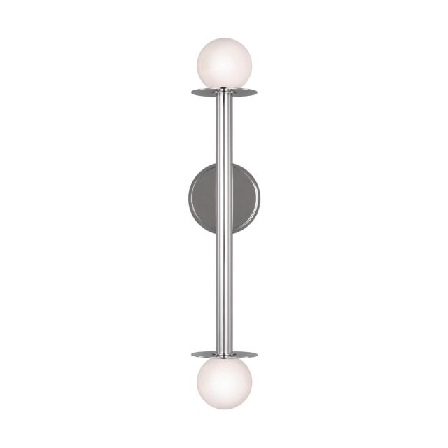 Visual Comfort Studio Kelly by Kelly Wearstler KWL1012PN Nodes 2 Light 24 inch Tall Wall Sconce in Polished Nickel with White Glass Shades