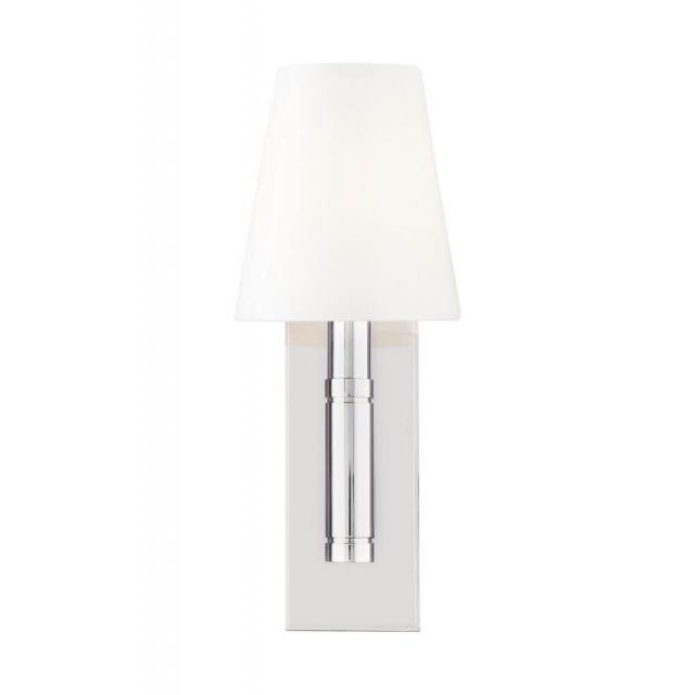 Visual Comfort Studio TOB by Thomas O'Brien TV1001PN Beckham Classic 1 Light 14 Inch Tall Wall Sconce in Polished Nickel with Milk White Glass