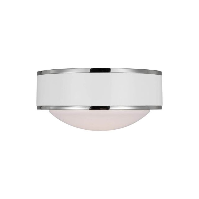 Visual Comfort Studio Kate Spade Monroe 5 inch LED Flush Mount in Polished Nickel-Gloss White KSF1061PNGW