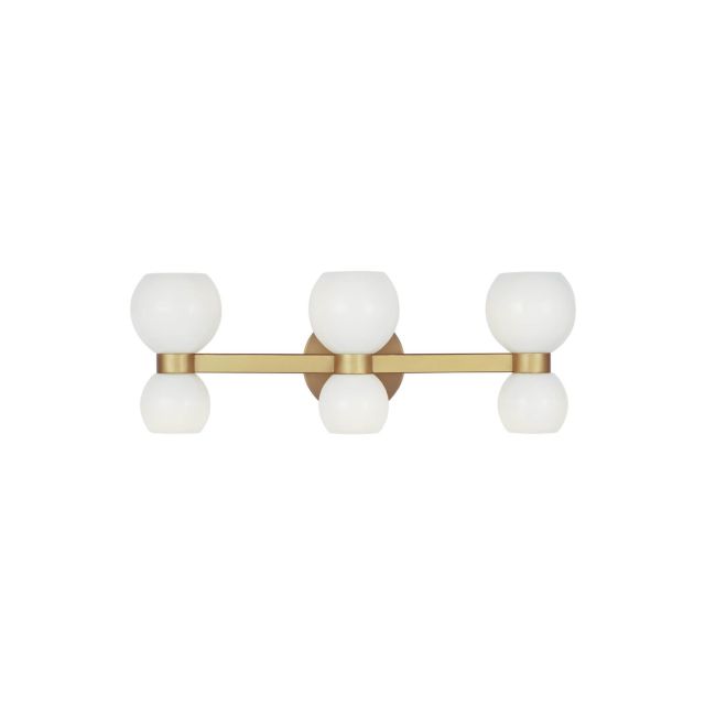 Visual Comfort Studio Kate Spade Londyn 6 Light 23 inch Bath Vanity Light in Burnished Brass with Milk White Steel Shades and Milk White Glass Shades KSV1006BBSMG