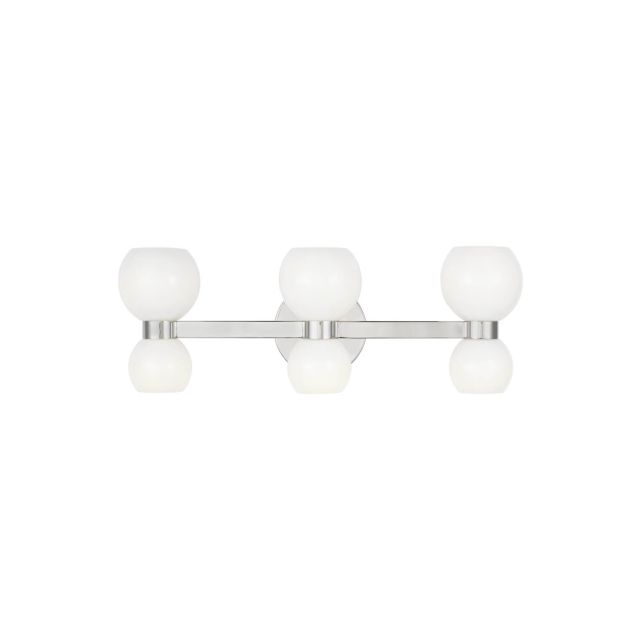 Visual Comfort Studio Kate Spade Londyn 6 Light 23 inch Bath Vanity Light in Polished Nickel with Milk White Steel Shades and Milk White Glass Shades KSV1006PNMG