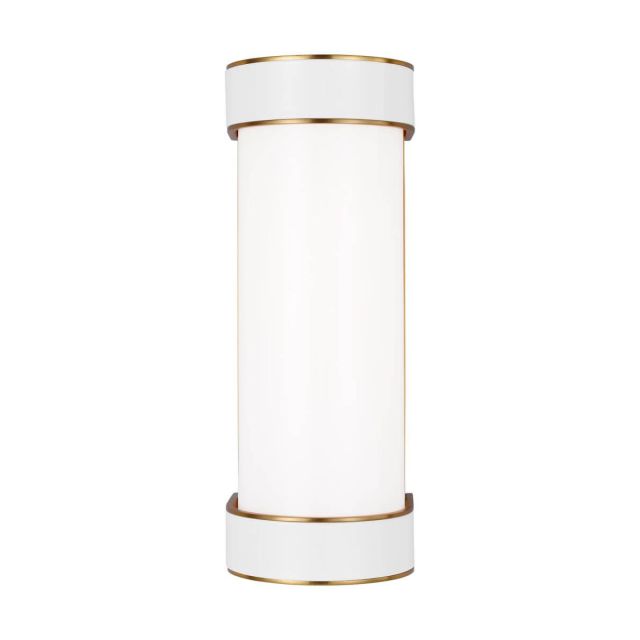 Visual Comfort Studio Kate Spade Monroe 12 inch Tall LED Vanity Light in Burnished Brass-Gloss White KSW1051BBSGW