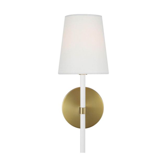 Visual Comfort Studio Kate Spade Monroe 1 Light 13 inch Tall Wall Sconce in Burnished Brass-Gloss White KSW1081BBSGW