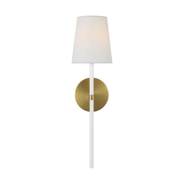 Visual Comfort Studio Kate Spade Monroe 1 Light 18 inch Tall Tail Sconce in Burnished Brass-Gloss White KSW1091BBSGW