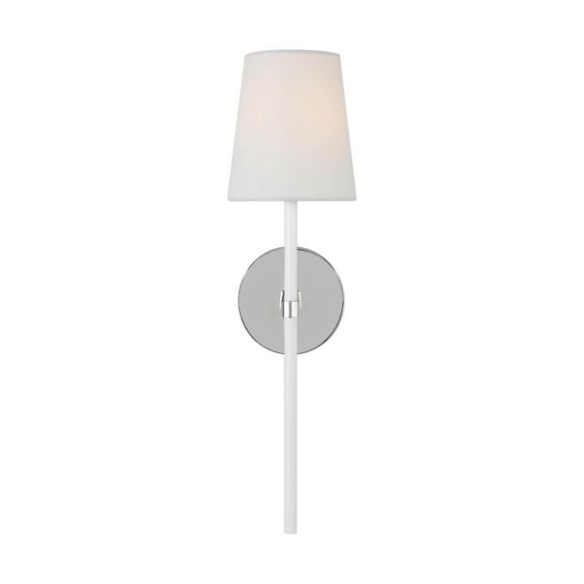 Visual Comfort Studio Kate Spade Monroe 1 Light 18 inch Tall Tail Sconce in Polished Nickel-Gloss White KSW1091PNGW
