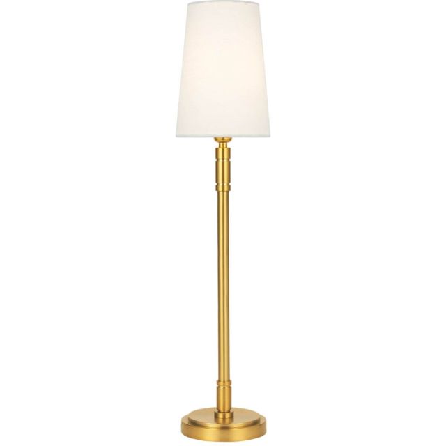 Visual Comfort Studio TOB by Thomas O'Brien TT1021BBS1 Beckham Classic 1 Light 6 inch LED Table Lamp in Burnished Brass with White Linen Fabric Shade