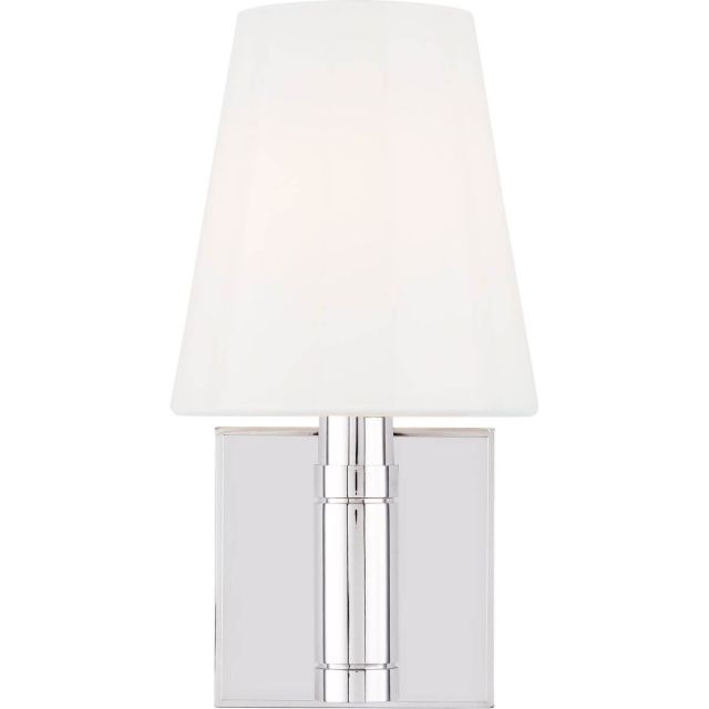 Visual Comfort Studio TOB by Thomas O'Brien TV1011PN Beckham Classic 1 Light 11 Inch Tall Wall Sconce in Polished Nickel with Milk White Glass