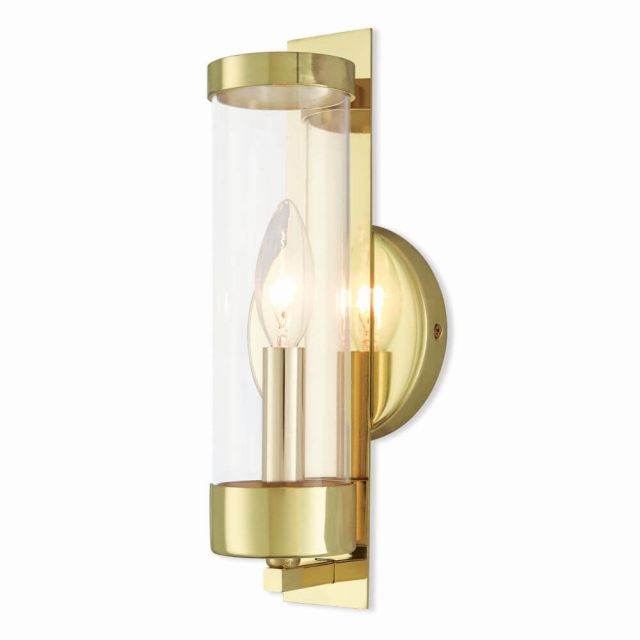12 inch Tall 1 Light Polished Brass ADA Wall Sconce - 100043