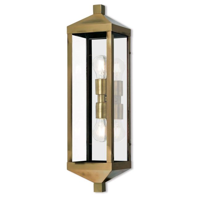 24 inch Tall 2 Light Antique Brass Outdoor Wall Lantern - 100417