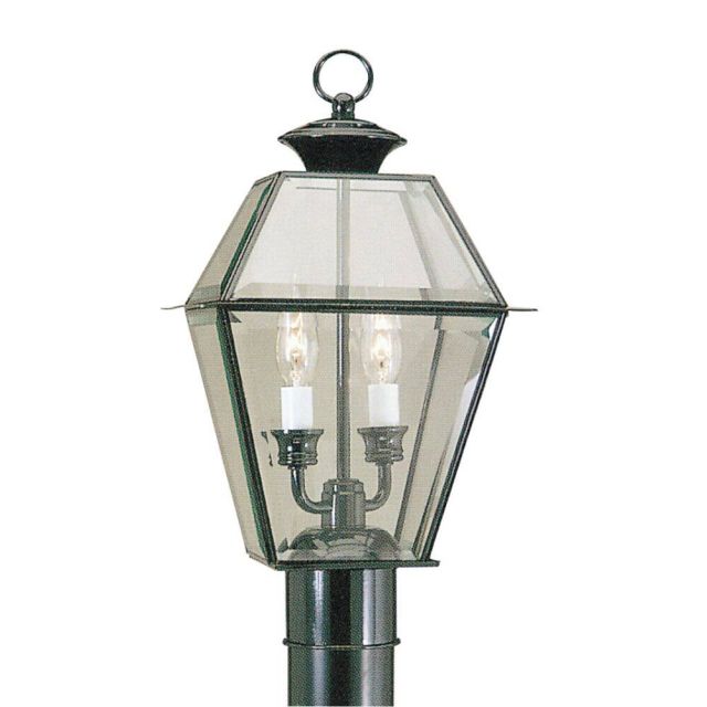 17 inch Tall 2 Light Black Outdoor Post Lantern - 100633