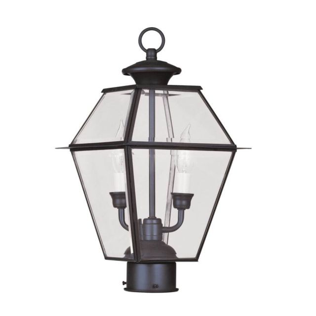 17 inch Tall 2 Light Bronze Outdoor Post Lantern - 100634