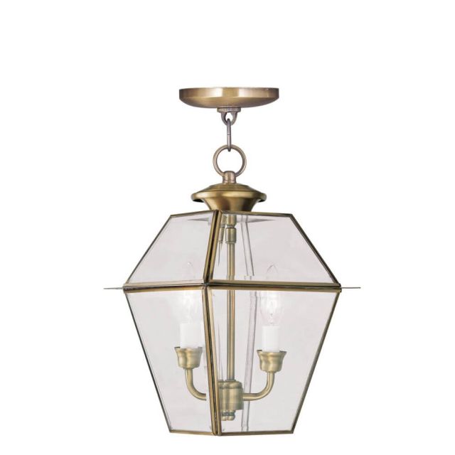 9 inch 2 Light Antique Brass Outdoor Chain Lantern - 100636