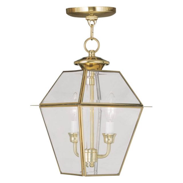 9 inch 2 Light Polished Brass Outdoor Chain Lantern - 100637