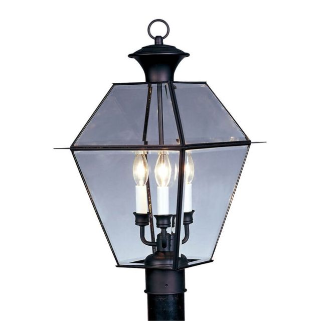 22 inch Tall 3 Light Black Outdoor Post Lantern - 100700