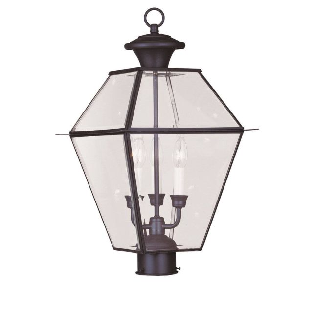 22 inch Tall 3 Light Bronze Outdoor Post Lantern - 100701