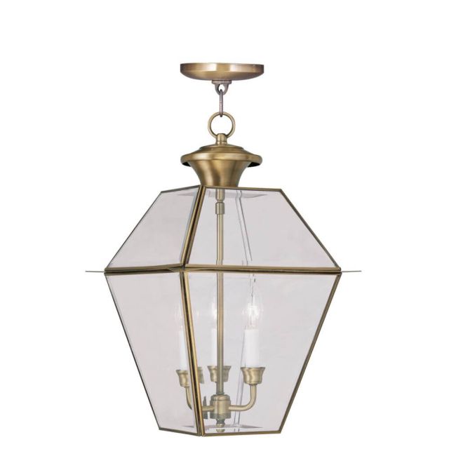 12 inch 3 Light Antique Brass Outdoor Chain Lantern - 100703
