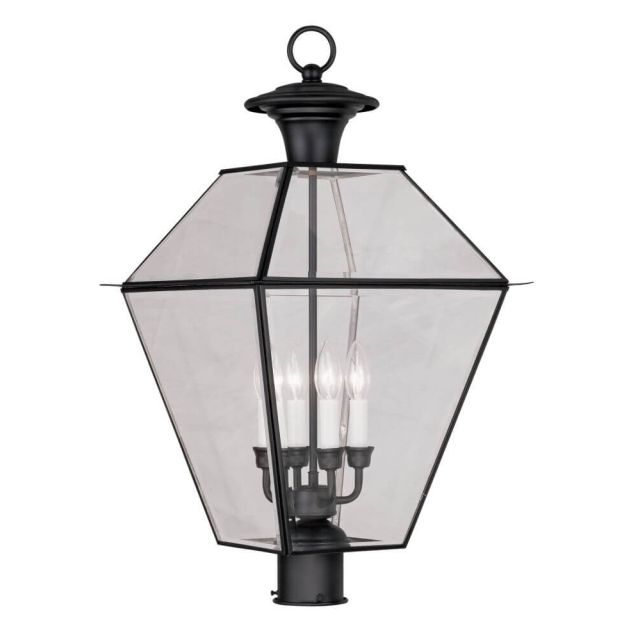 26 inch Tall 4 Light Black Outdoor Post Lantern - 100712