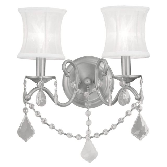 16 inch Tall 2 Light Brushed Nickel Wall Sconce - 102276