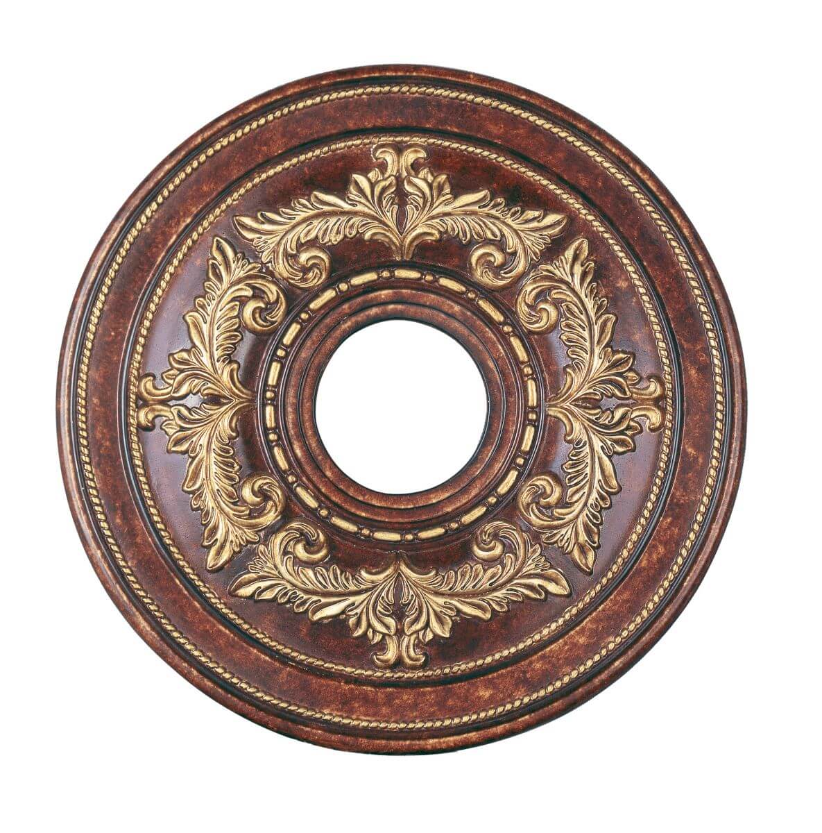 18 inch Ceiling Medallion Verona Bronze Aged Gold Leaf Accents - 102725