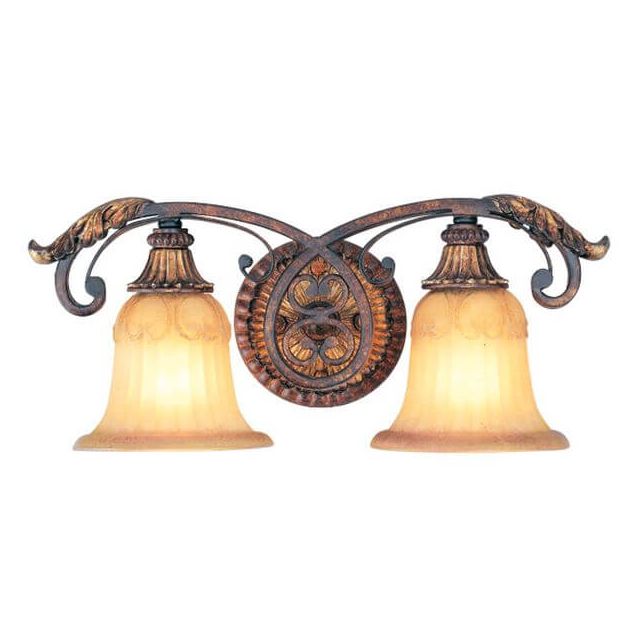 2 Light Verona Bronze with Aged Gold Leaf Accents 19 inch Bath Light - 102848