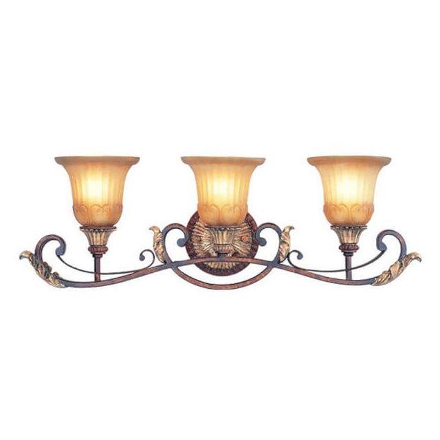 3 Light Verona Bronze with Aged Gold Leaf Accents 30 inch Bath Light - 102849