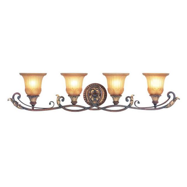 4 Light Verona Bronze with Aged Gold Leaf Accents 40 inch Bath Light - 102850