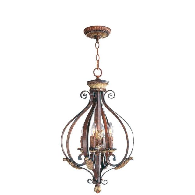 16 inch 4 Light Verona Bronze with Aged Gold Leaf Accents Foyer - 102852
