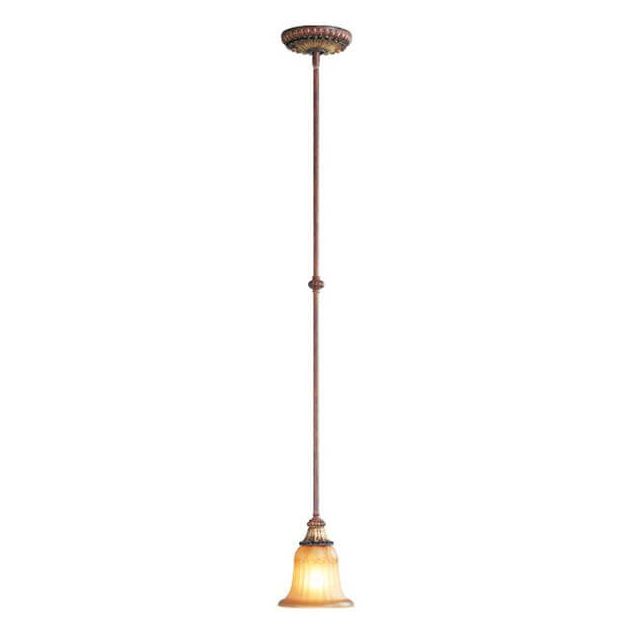 7 inch 1 Light Verona Bronze with Aged Gold Leaf Accents Mini Pendant - 102861