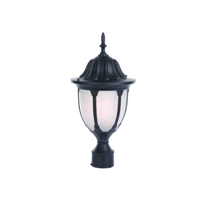 18 Inch Tall Black Outdoor Post Mount Light in Frosted glass - 104000