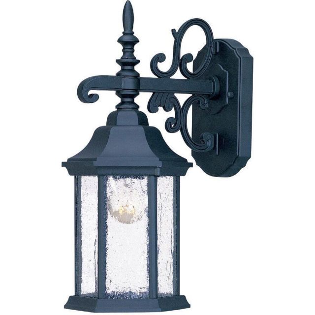 17 Inch Tall Black Outdoor Wall Mount Light in Clear seeded glass Panels - 104024