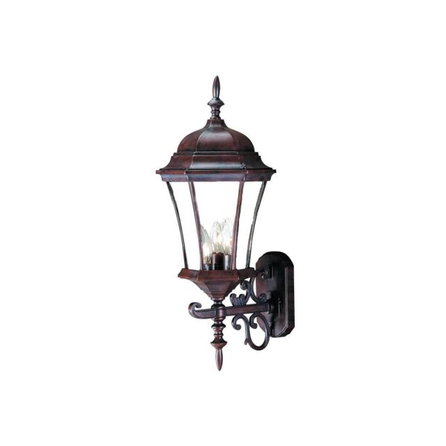 24 Inch Tall Walnut Outdoor Wall Mount Light in Clear beveled glass Panels - 104045