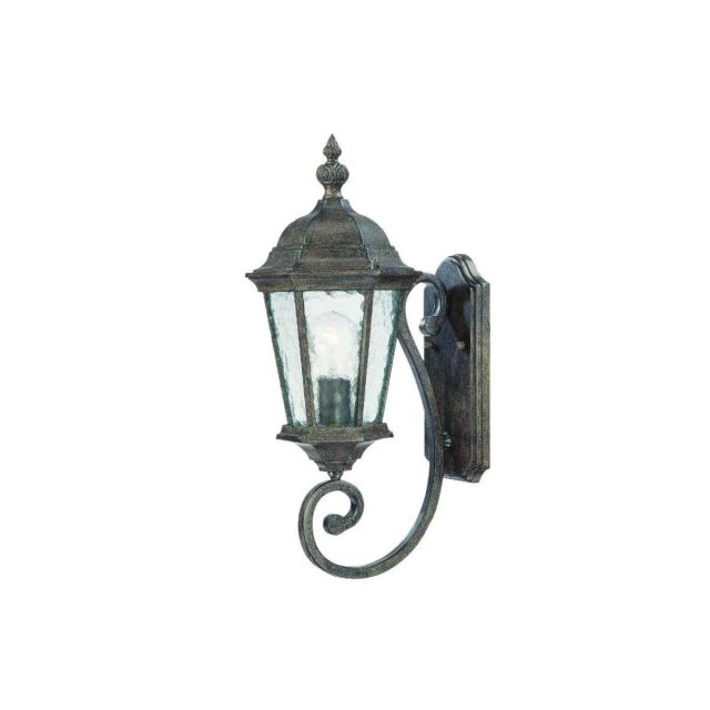 22 Inch Tall Dark Bronze Outdoor Wall Mount Light in clear hammered water glass - 104057